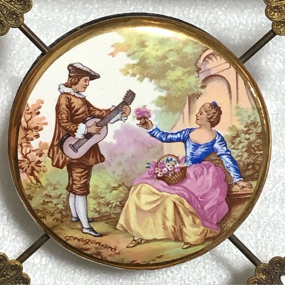 Charming Pastoral Art Print with 24 kt gold Rim